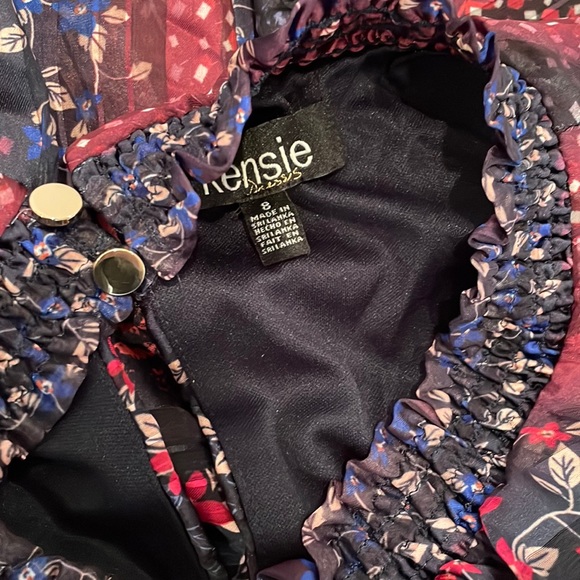 Kensie 8 multicolor purple navy red stripe midi maxi ruffle hem sharkbite nwt 8 - Picture 8 of 12